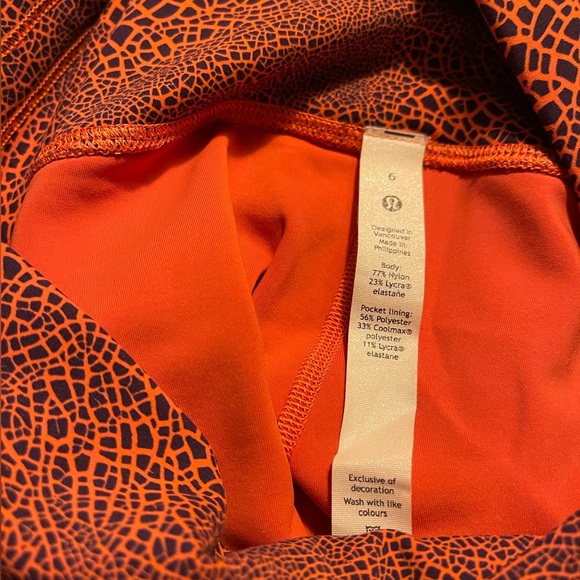 Wunder Train High Rise Tight 25”. Crackle Glaze Vintage Orange Larkspur. NWOT! - Picture 6 of 9